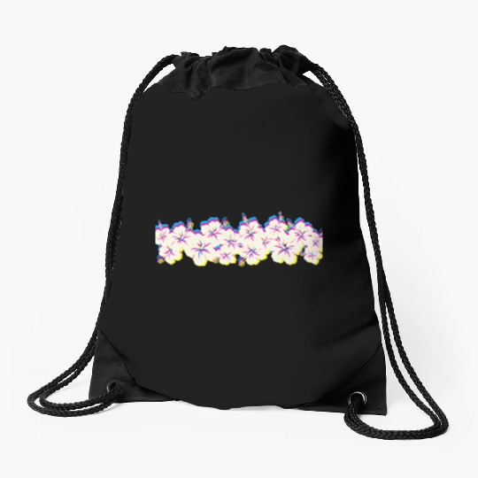 Hawaii Hibiscus Flower Row 1970S Glitch Aesthetic Drawstring Bags