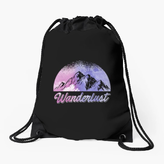 Wanderlust Mountaineer Hiker Summit sport Drawstring Bags