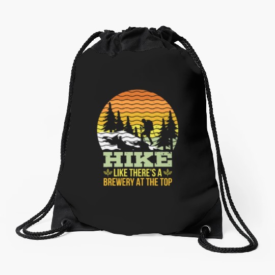 Hiker funny Beer lover Hiking Mountaineering Drawstring Bags