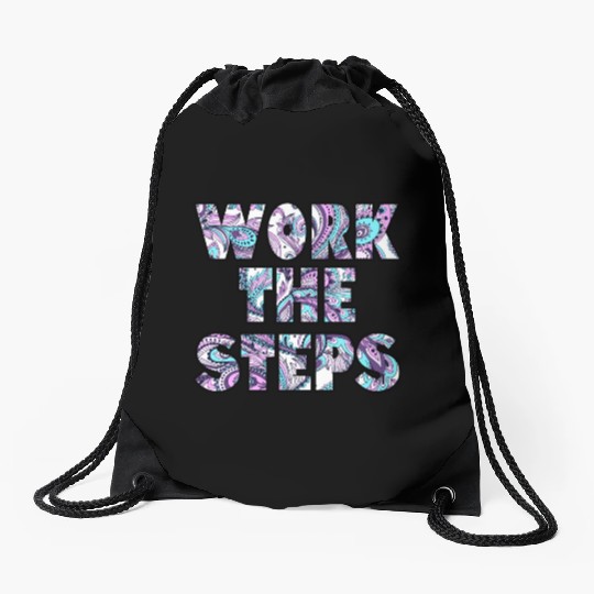 Work the Steps paisley Drawstring Bags