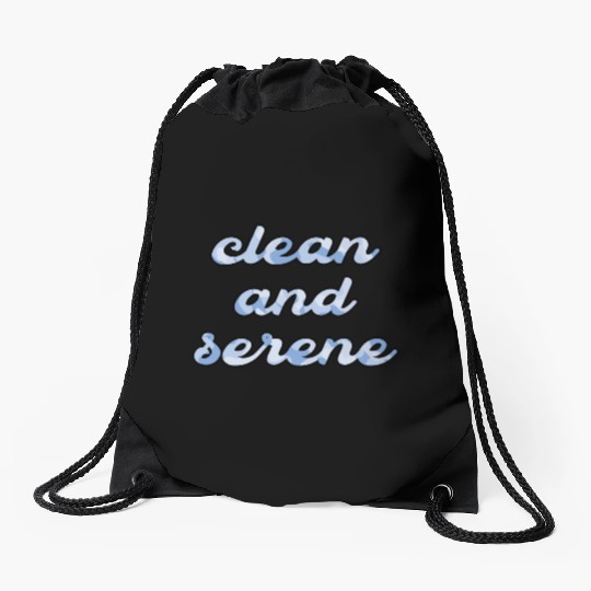 Clean and Serene blue camo Drawstring Bags