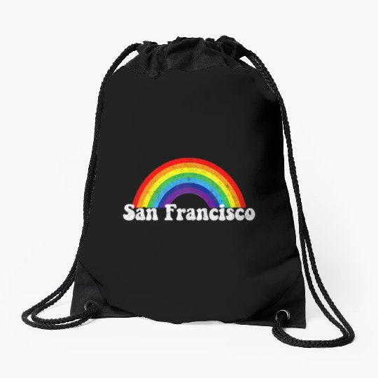 San Francisco LGBTQ Gay Pride Rainbow Premium Drawstring Bags