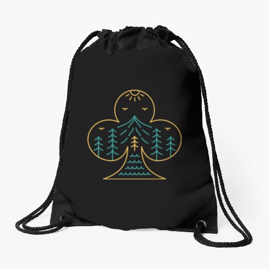 Playing Card Club Symbol Of Nature Drawstring Bags