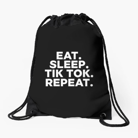 Eat Sleep tiktok Repeat retro vintage colors Drawstring Bags