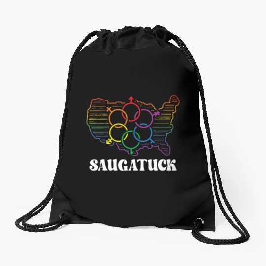Saugatuck Pride Month Pride Flag LGBT Community LG Drawstring Bags
