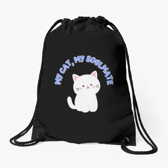 My Cat, My Soulmate, Cute Drawstring Bags