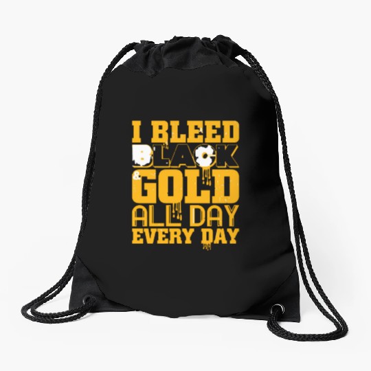 I Bleed Black And Gold Drawstring Bags