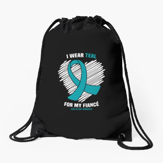 I Wear Teal For My Fiance Food Allergy Awareness Drawstring Bags