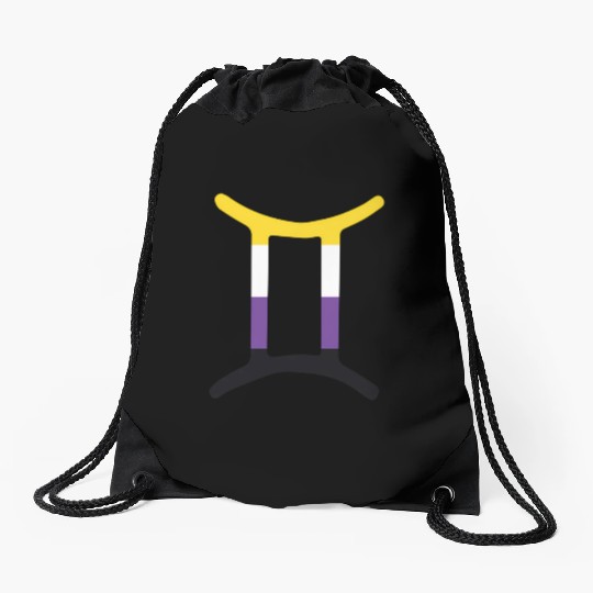 Non Binary Gemini Sign Non Binary Pride Drawstring Bags