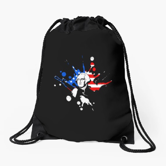 Merica George Washington Independence Day Drawstring Bags