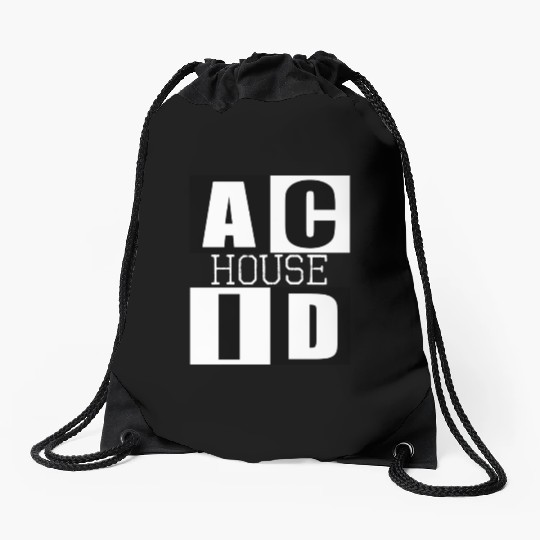 ACID HOUSE music logo Drawstring Bags