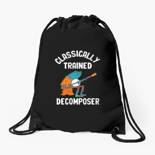 Classically Trained Decomposer Funny Frog Playing Drawstring Bags