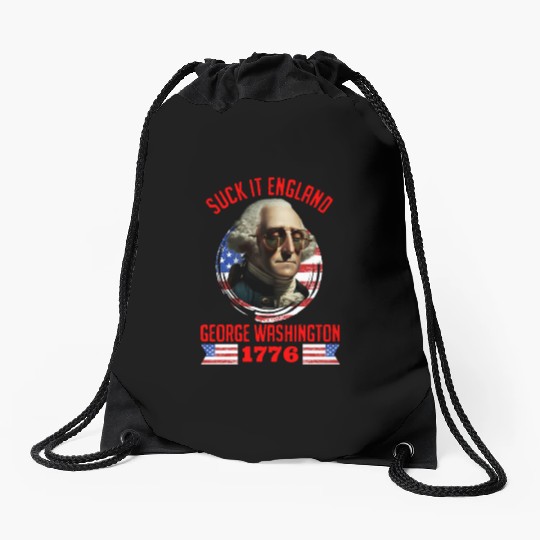 George Washington 1776 Suck it England USA Drawstring Bags