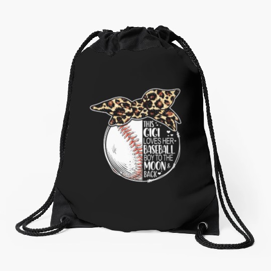 Baseball Gigi Vintage Leopard Messy Bun Drawstring Bags