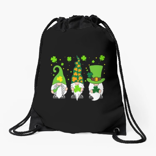 St Patrick'S Day Three Gnomes Shamrock Irish Drawstring Bags