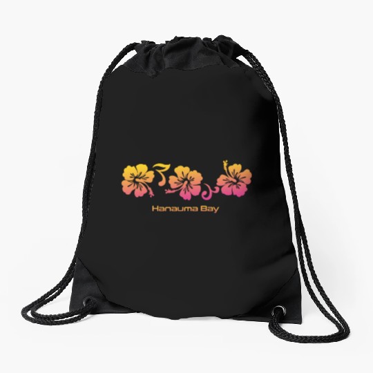 Hanauma Bay Oahu Hawaii Hibiscus Souvenir Vacation Drawstring Bags