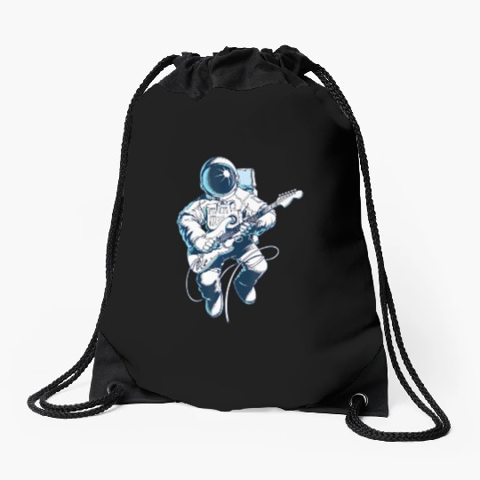 Space Astronaut Musician Guitar Astronaut Drawstring Bags