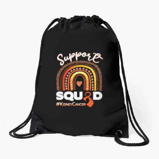 Kidney Cancer Support Squad Dark Blue Ribbon Drawstring Bags