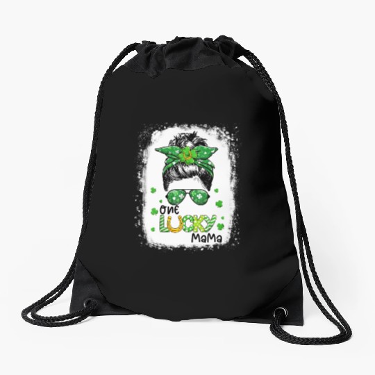 One Lucky Mama St Patric Day Mom Mother Shamrock Drawstring Bags