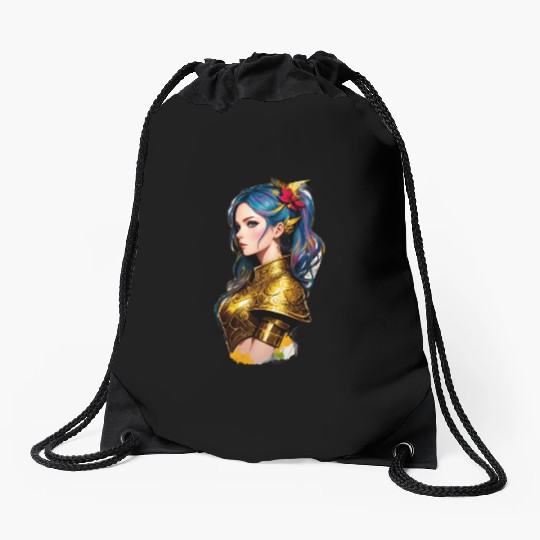 Artistic Comic Style Nordic Medieval Fantasy Woman Drawstring Bags