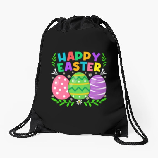 Happy Easter Day Bunny Eggs Easter Drawstring Bags