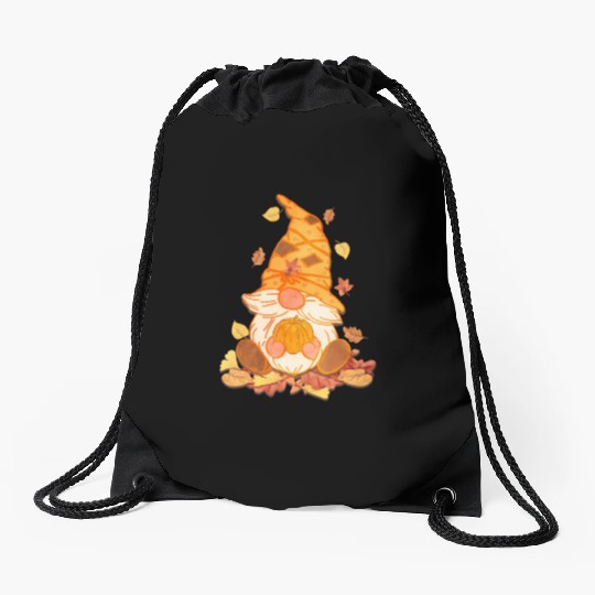 Fall Gnome Autumn Leaves Funny Halloween Pumpkins Drawstring Bags
