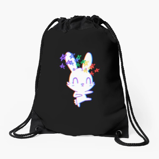 Pride Rainbow Bunny Drawstring Bags