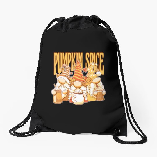Gnomes Autumn Season Pumpkin Spice Hallothanksmas Drawstring Bags