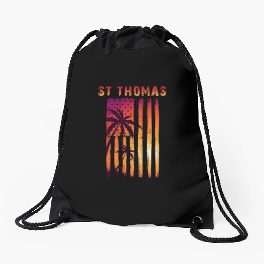 St Thomas Us Virgin Islands Patriotic Flag Drawstring Bags