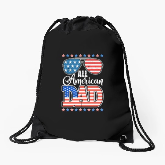 All American Dad Usa Sunglasses Flag Father's Day Drawstring Bags
