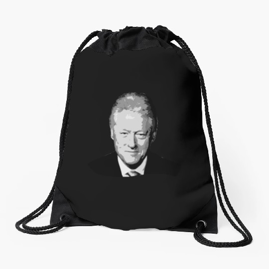 Bill Clinton Grayscale Pop Art Drawstring Bags