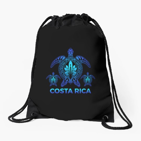 Vintage Costa Rica Ocean Blue Sea Turtle Drawstring Bags