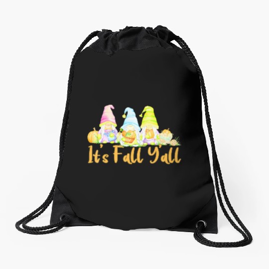 It's Fall Y'all Elf Autumn Gnome Cute Drawstring Bags