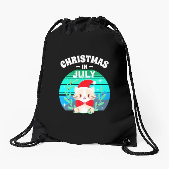 Christmas in July for Women Men Cat Christmas Drawstring Bags