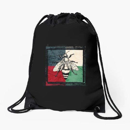 Vintage Bee Insect Colorful Illustration Drawstring Bags