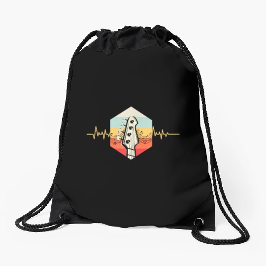 Retro Bass Guitar Drawstring Bags