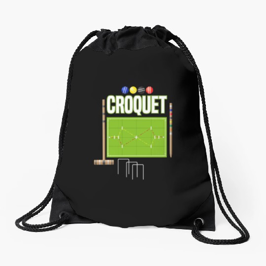 Croquet Player Garden Croquet Golf Sport Drawstring Bags