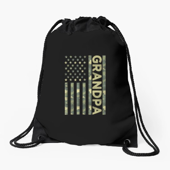 Proud Grandpa Camouflage American Us Flag Camo Drawstring Bags