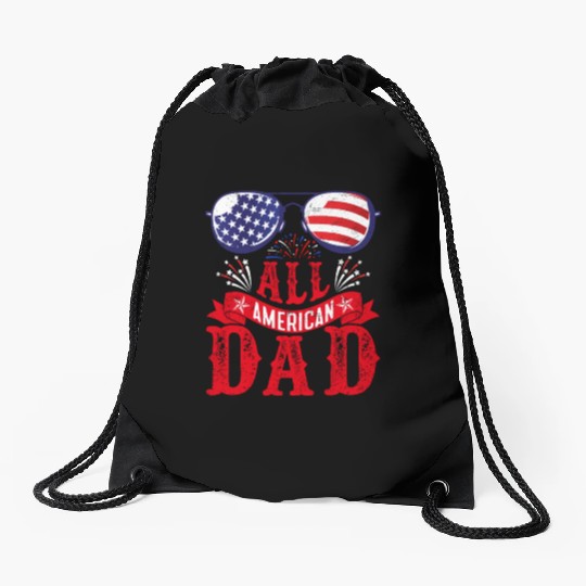 All American Dad America Pride US Patriot Drawstring Bags