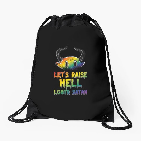 Funny Hail Gay Satan Lgbt Goth Gay Pride Baphomet Drawstring Bags