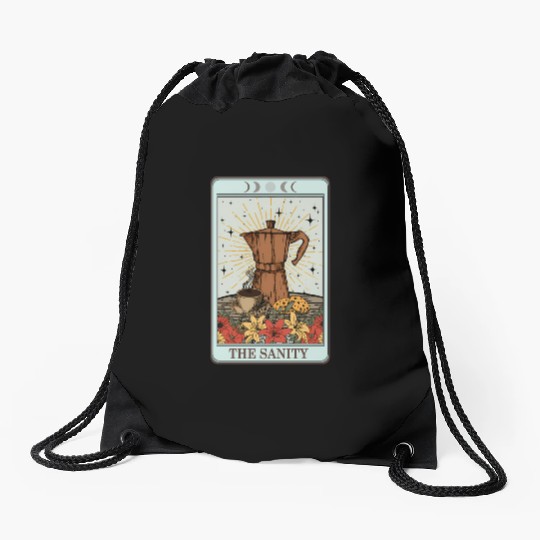Coffee Tarot Card The Sanity Drawstring Bags