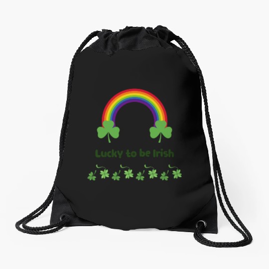 Lucky to be Irish green Drawstring Bags