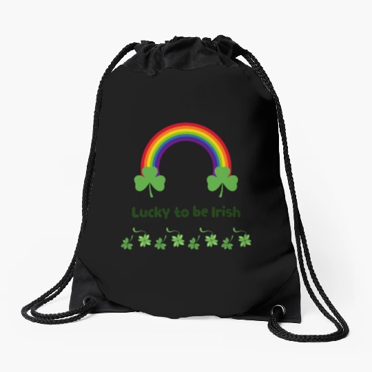 Lucky to be Irish green Drawstring Bags