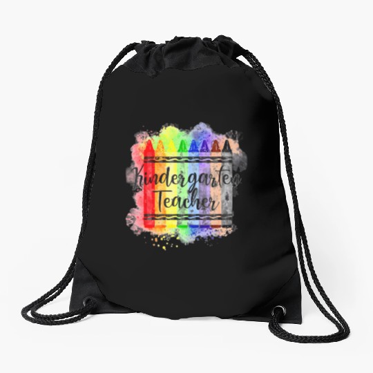 Funny Kindergarten Teacher Crayon Back To School Drawstring Bags