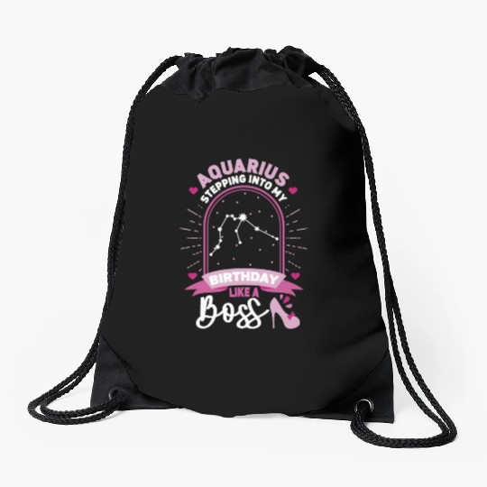 Aquarius Stepping Into Astrology Birth Sign Drawstring Bags