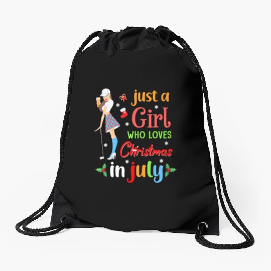 Just A Girl Who Loves Christmas In July Golf Drawstring Bags