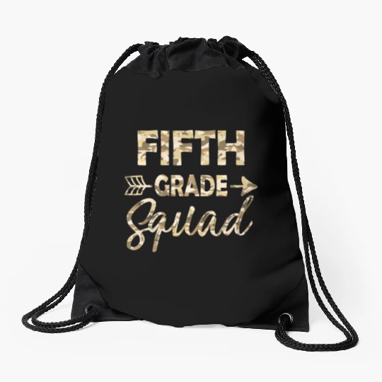 Fifth Grade Camo Teacher Welcome Back To School Drawstring Bags