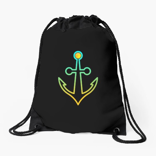 Preppy Nautical Anchor For Sailors Boaters Drawstring Bags