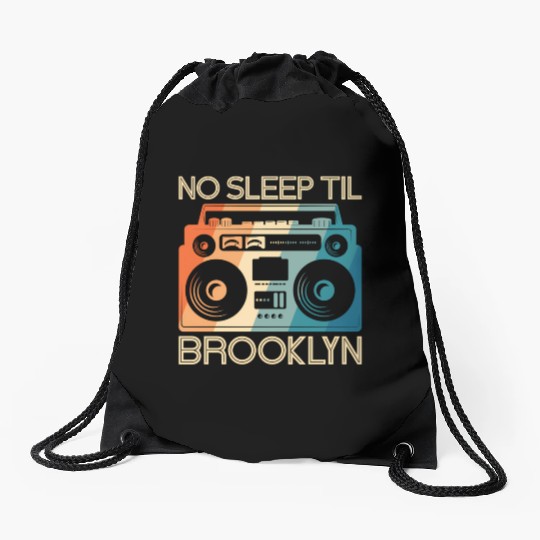 No Sleep Til Brooklyn Old School Portable Stereo Drawstring Bags