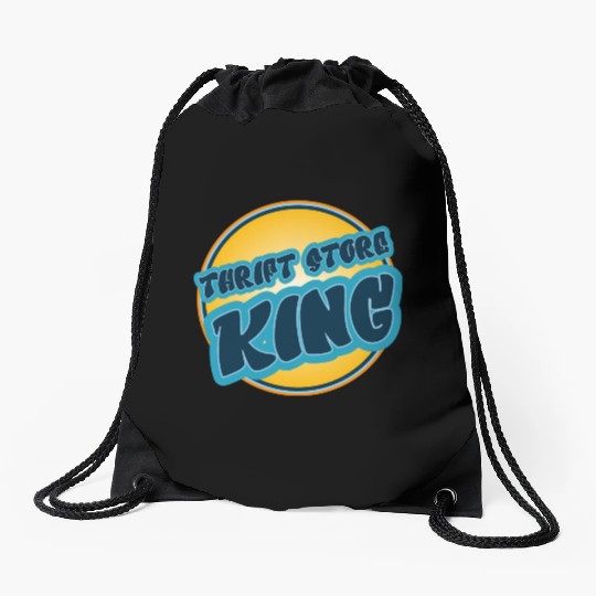 Thrift Store Kking blue orange Drawstring Bags